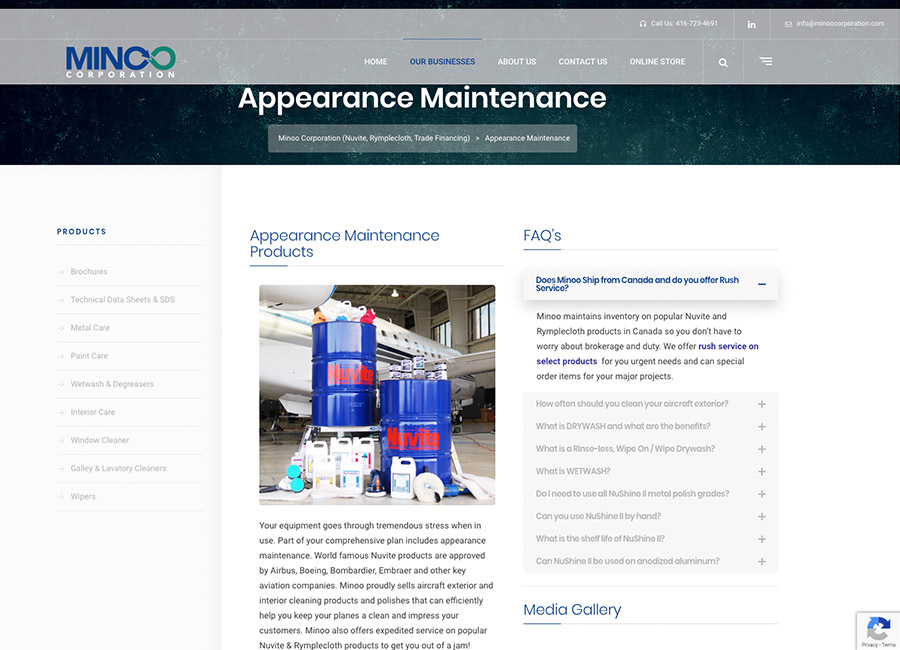 website design Minoo Corp
